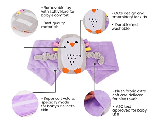 Superse Colic and Gas Relief for Newborns - Colic Calm Baby Heating Pad Belly Band for Upset Stomach and Baby Reflux - Warm Aroma Stomach Band for Fussy Infant Gas with Washcloth (Purple penguin)