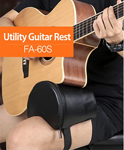 Flatsons Guitar Cushion Guitar Bass Cushion PU Leather Cover Support for Classical Acoustic Electric Guitar Players Guitarist Musical Instruments Accessories Tool (FA-60S Black)