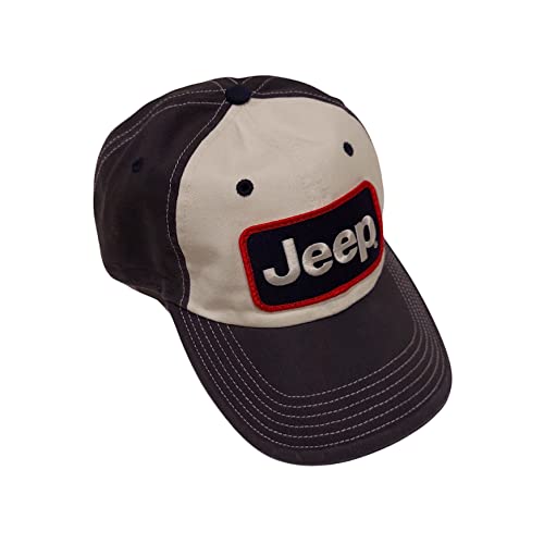 Jeep Premium Embroidered-Patch hat Washed, Heavyweight Chino Twill White/Charcoal/Navy