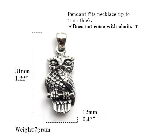 COSUMOSU Owl 925 sterling silver Animal Mexican Pendant (Small Large) (Large)