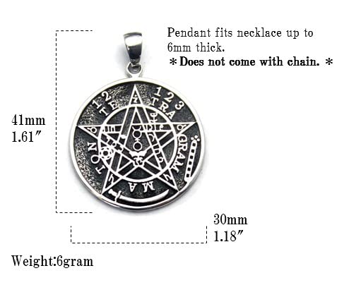 COSUMOSU 925 Sterling Silver tetragrammaton Pentacle Star Pendant Charm Eliphas Levi's Pentagram, Snake, smoke, Flower (Tetragrammaton L)