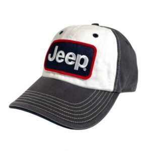 jeep premium embroidered-patch hat washed, heavyweight chino twill white/charcoal/navy