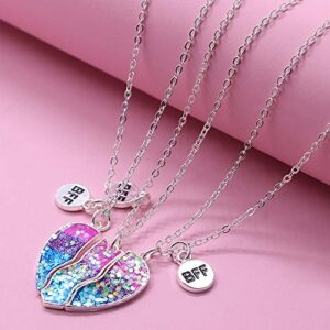 Hofar Best Friend Necklaces for 2,3,4 BFF Necklace for 2 BFF Necklace for 3 BFF Necklace for 4 Best Friends Matching Heart Necklace