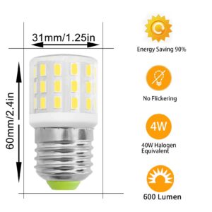 TRIJZHOU LED AC 100-265V 3.5W Replacement KEI D34L Refrigerator Light Bulb 40W Halogen Equivalent E26 Appliance Daylight White 6000K 600Lm 4W T10 Freezers Medium Base Pack of 1