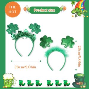 DRESBE St. Patrick's Day Headbands Green Shamrock Clover Headband Festival Costume Accessories for Women and Girls(Pack of 2) (A)