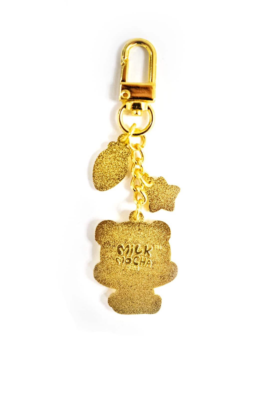 Milkmochabear Milk Enamel Keychain - Mini Clasp All Metal Gold Finish with Two Charms For Handbags Purses Bags Belts Backpacks Men Women Couple Matching