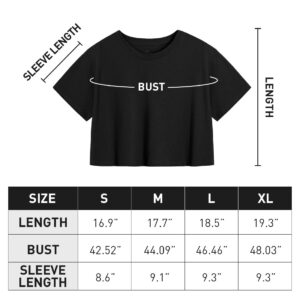 Cosy Pyro 4-Pack Women's Cotton Crop T-Shirts Short Sleeve Solid Cropped Athletic Top Round Neck Casual Workout Yoga Tees Black/Gray/White/Army M