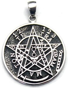 cosumosu 925 sterling silver tetragrammaton pentacle star pendant charm eliphas levi's pentagram, snake, smoke, flower (tetragrammaton l)