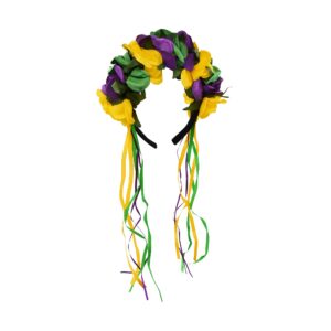 Nicky Bigs Novelties Womens Deluxe Mardi Gras Flower Headband - Colorful Floral Head Crown Headpiece - Mardi Gras Hair Band Accessory