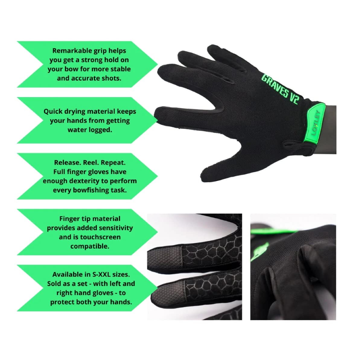 Loxley Bowfishing Gloves - Graves V2 - Full Finger L