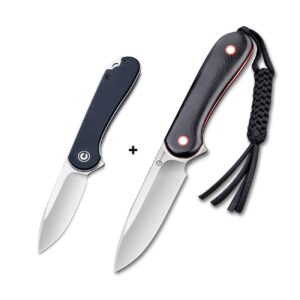 CIVIVI Elementum Flipper Knife Bundled with Fixed Blade Elementum, Great EDC Knife Companion