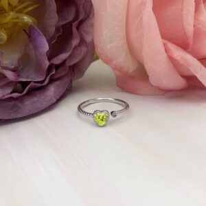 通用 Heart Shape Birthstone Ring Adjustable 925 Sterling Silver Birthday Mom Rings Jewelry Gifts for Women (Nov)