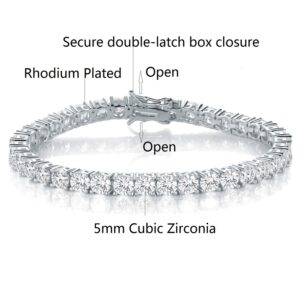 Gemsme 5MM Tennis Bracelet for Women Men, 18K White Gold Plated 5mm Round Cubic Zirconia Classic Tennis Bracelet