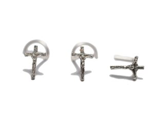 18g, 20g cross earrings/nose stud sterling silver nose stud/nose screw, jewelry nose stud, body piercing jewelry, nose piercing, body jewelry (20g l bend)