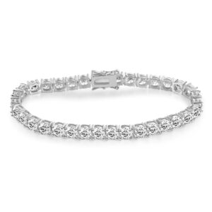 Gemsme 5MM Tennis Bracelet for Women Men, 18K White Gold Plated 5mm Round Cubic Zirconia Classic Tennis Bracelet