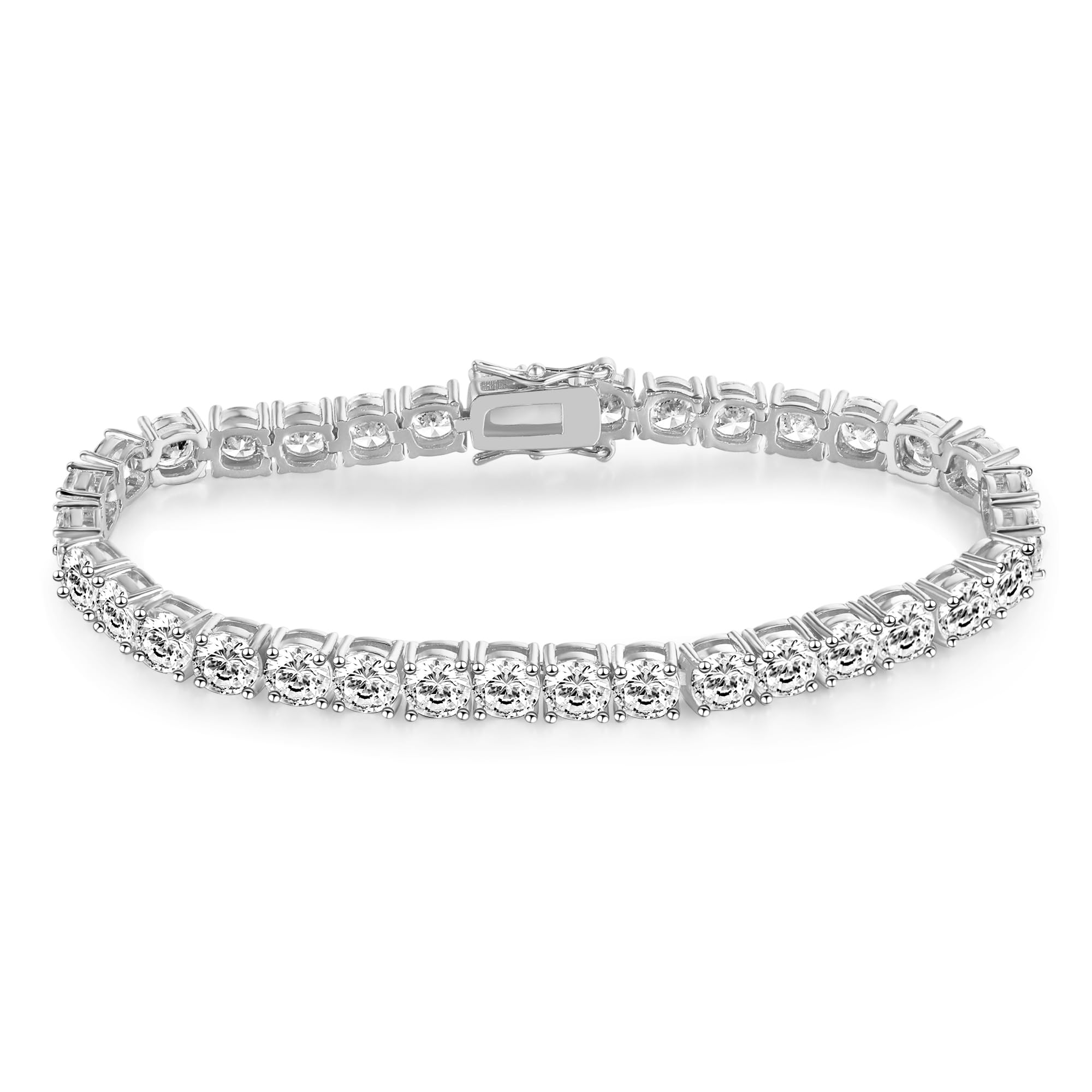 Gemsme 5MM Tennis Bracelet for Women Men, 18K White Gold Plated 5mm Round Cubic Zirconia Classic Tennis Bracelet