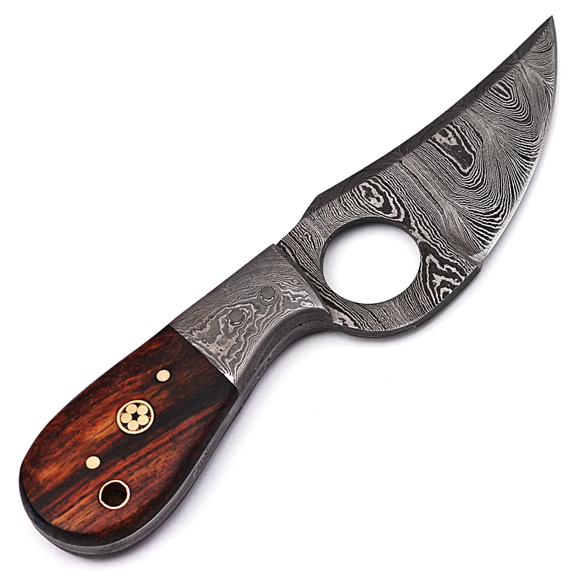 Armory Replicas Dewdrop Skinning Knife | Damascus Steel Full Tang Deer Skinner Knife With Finger Hole