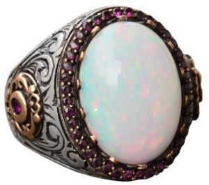 genuine natural australia opal gemstone ring, 7.55 carat, king ring, sterling silver ring, engagement ring