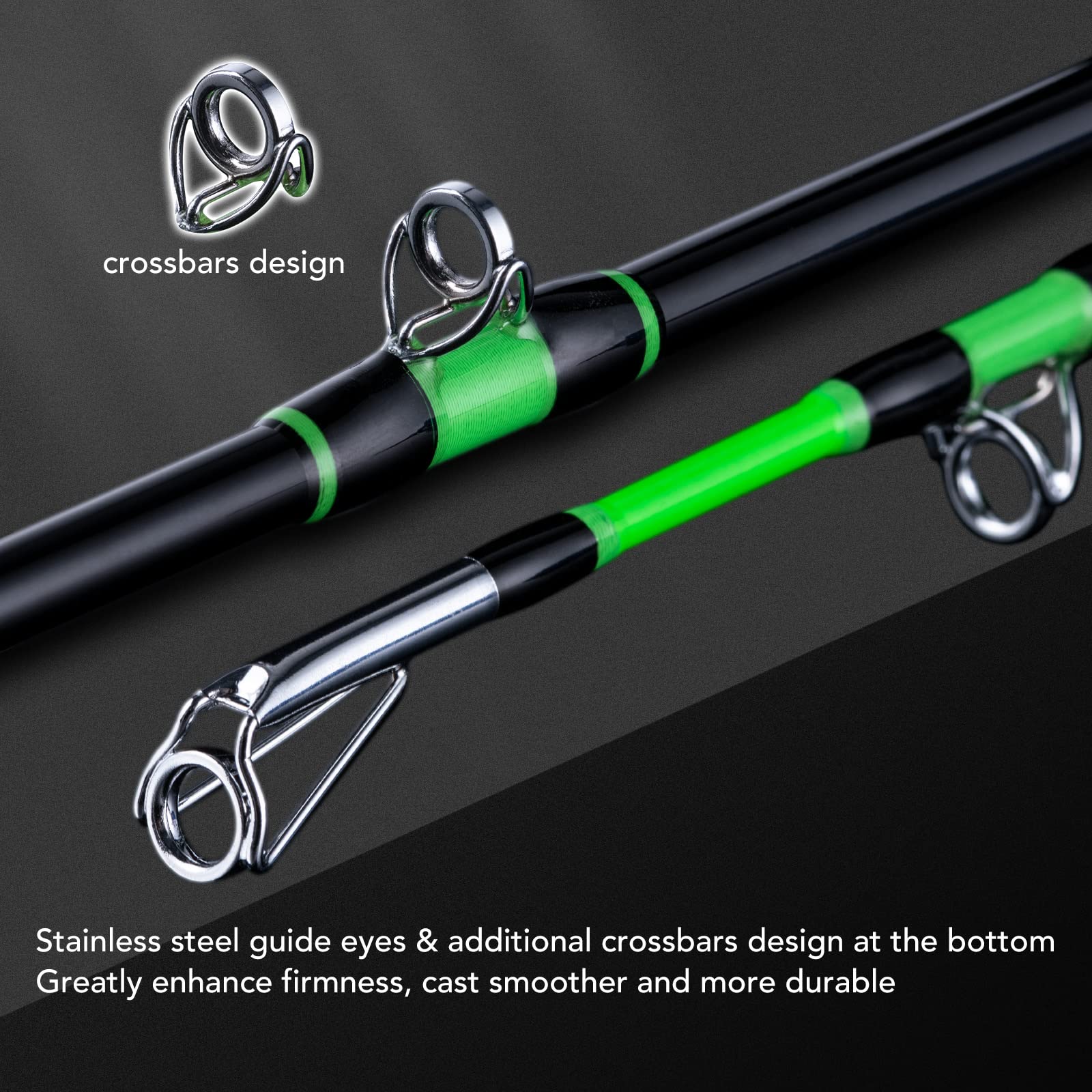 2PCS Catfish Casting Rod Green Portable Travel Boat Fishing Rod Medium Catfishing Rod for River Lake Freshwater - 7'6"