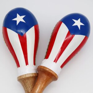 Salsa Style - Puerto Rican Flag Rawhide Maracas - Maracas Professional Sound