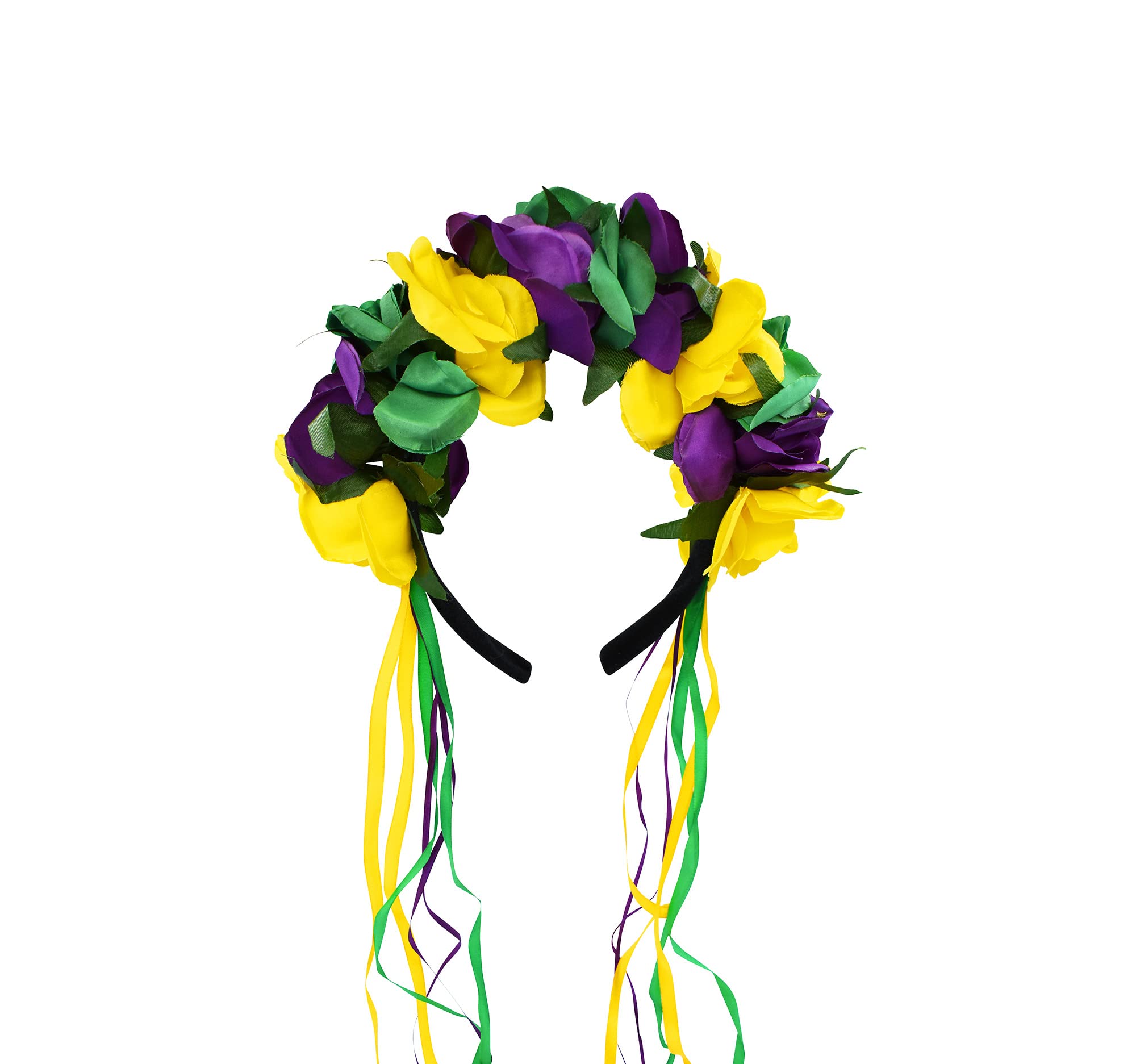 Nicky Bigs Novelties Womens Deluxe Mardi Gras Flower Headband - Colorful Floral Head Crown Headpiece - Mardi Gras Hair Band Accessory