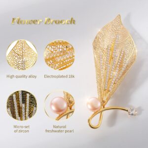 QEEHIR-Mosaic000001 Brooch, Rose Gold Pearl, cubic zirconia