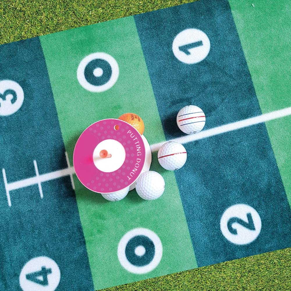 BIRDIE79 Golf Tee Holder | Putting Donut | Portable Putting Hole Trainer |360 Degree Golf Putting Green Practice Hole (Pink)