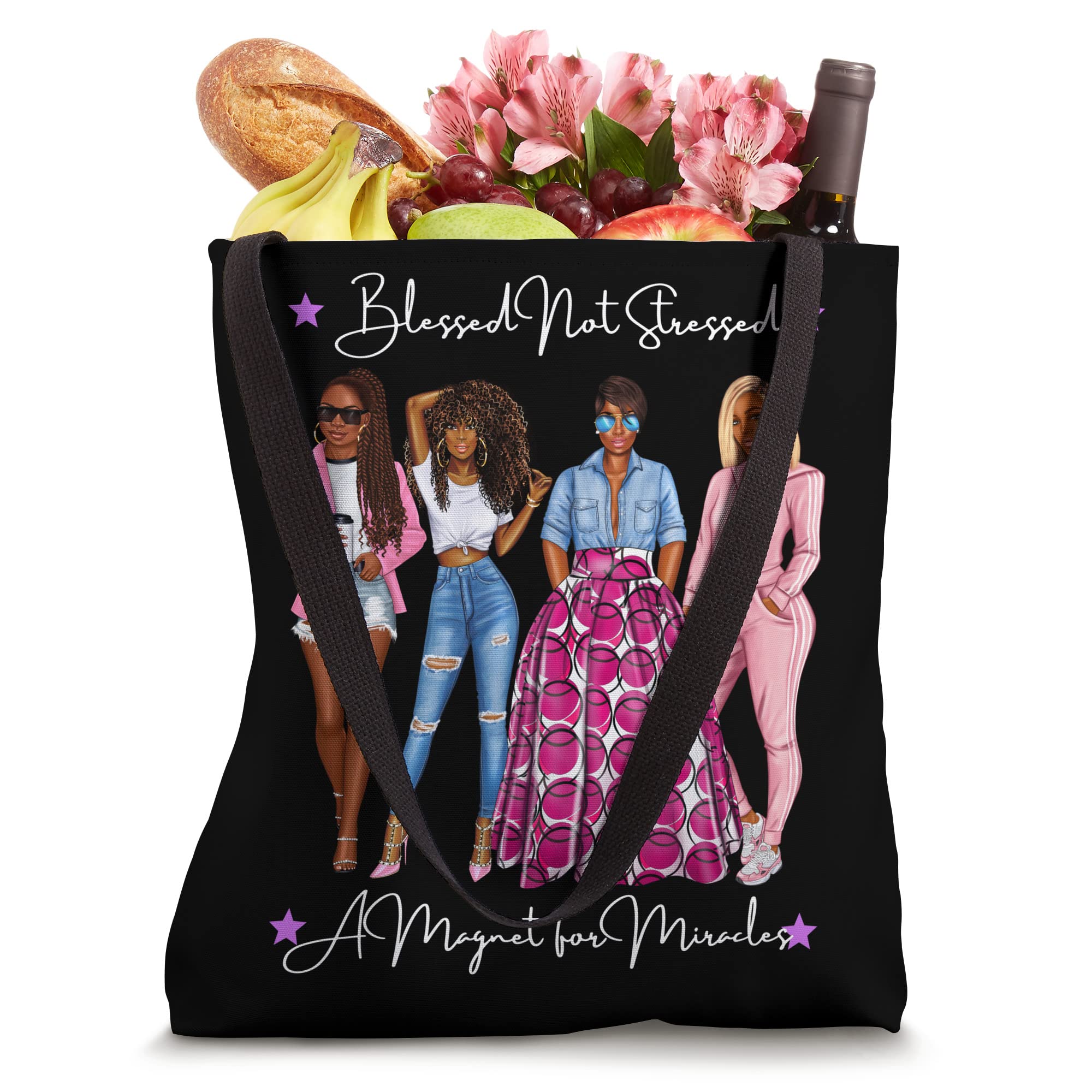 Blessed Melanated Black Womens Not Stressed Sassy Queens Tote Bag