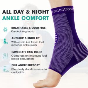 Modvel Foot & Ankle Brace Socks for Sprained Ankle Compression Sleeve - Foot Support for Women & Men - Tendonitis & Arthritis Foot Sleeve, Plantar Fasciitis Relief Brace, Stabilizing Ankle Wrap