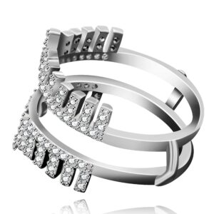 Uloveido Fashion Rings Enhancers for Women White Gold Plated Cubic Zirconia Ring Enhancer for Wedding Engagement Rings Size 6 Y500B