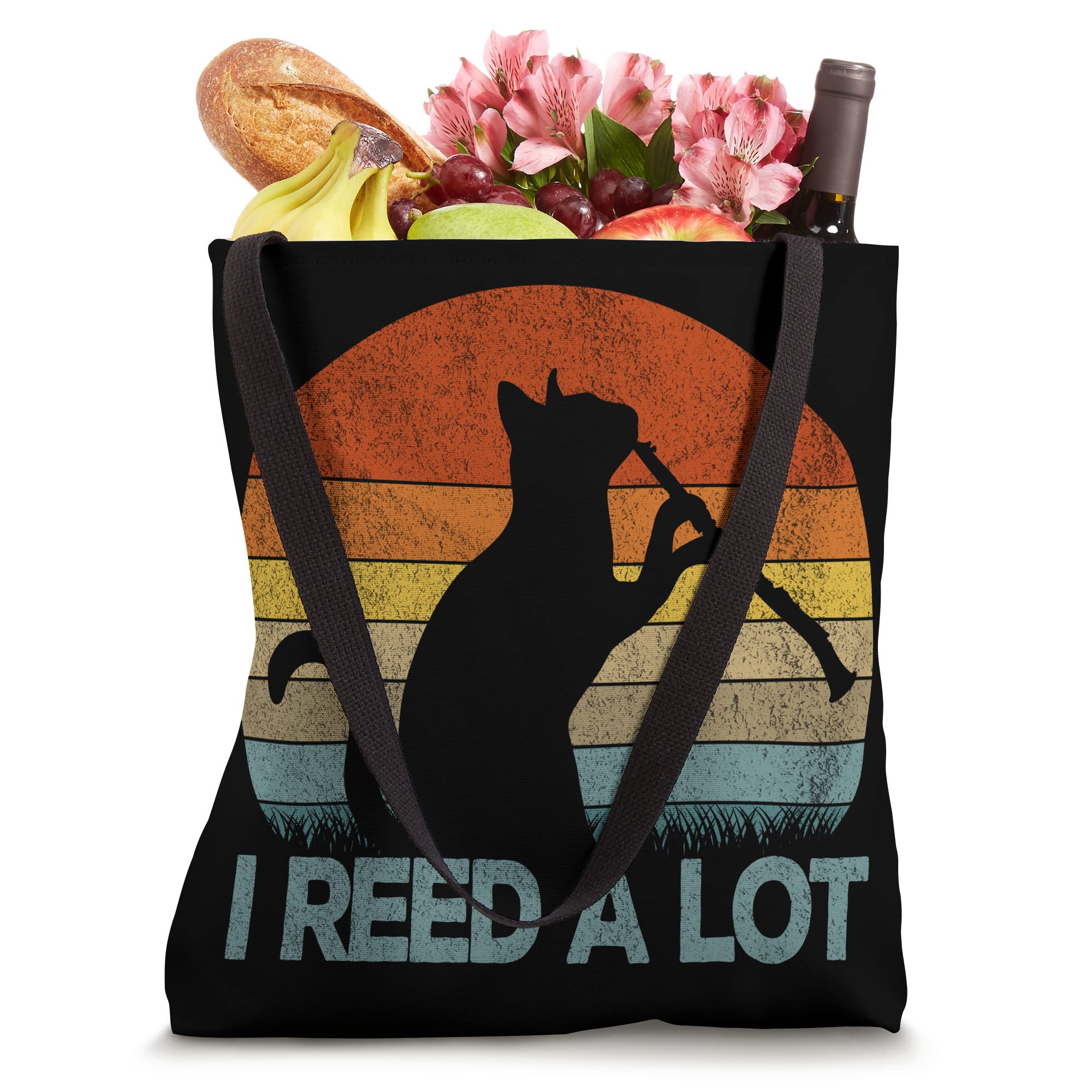 Funny Clarinet Cat I Reed A Lot Musician Retro Vintage Tote Bag