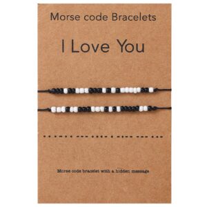 morse code bracelets for women men promise matching bracelets for couples bracelets for boyfriend and girlfriend anxiety bracelet valentines day i love you gifts for him relationship friend shipbraclets distance