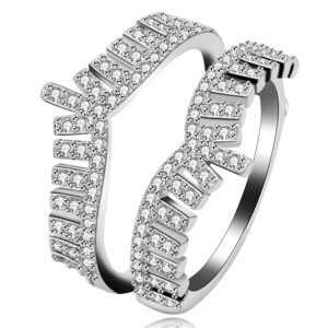 Uloveido Fashion Rings Enhancers for Women White Gold Plated Cubic Zirconia Ring Enhancer for Wedding Engagement Rings Size 6 Y500B