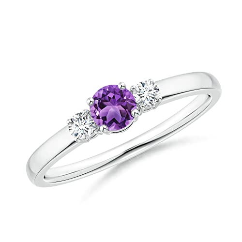 CARILLON Three Stone Round Cut 0.50 Ctw Amethyst Gemstone 925 Sterling Silver Women Engagement Ring Jewelry (Sterling Silver, 10)