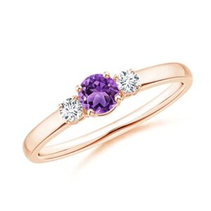 carillon three stone round cut 0.50 ctw amethyst gemstone 925 sterling silver women engagement ring jewelry (rose plated, 7.5)