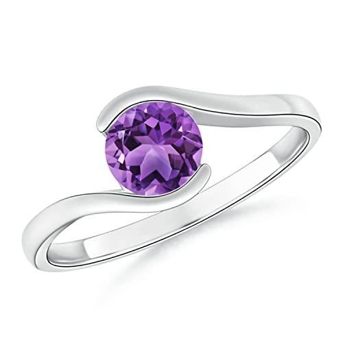 CARILLON Stackable Amethyst 0.40 Ctw Round Gemstone 925 Sterling Silver Women Promise Ring Jewelry (Sterling Silver, 5)