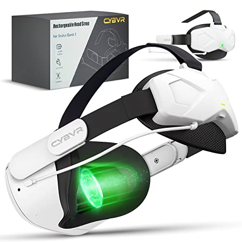 CYBVR Elite Strap with Battery for Oculus/Meta Quest 2, Head Straps Fast Charging Power Bank Doubles Quest Battery Life, Head Strap with Battery Pack is a Quest 2 Headset Counterweight, VR Accessories