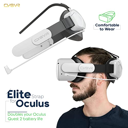 CYBVR Elite Strap with Battery for Oculus/Meta Quest 2, Head Straps Fast Charging Power Bank Doubles Quest Battery Life, Head Strap with Battery Pack is a Quest 2 Headset Counterweight, VR Accessories