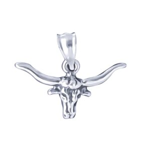 ejewelryplus sterling silver bull head charm pendant oxidize finish with 18 inch necklace (without chain)