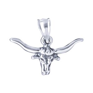 eJewelryPlus Sterling Silver Bull Head Charm Pendant Oxidize Finish with 18 inch necklace (Without Chain)