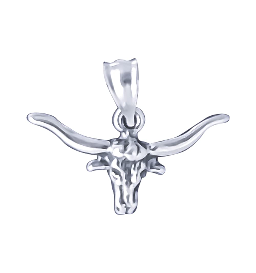 eJewelryPlus Sterling Silver Bull Head Charm Pendant Oxidize Finish with 18 inch necklace (Without Chain)