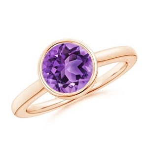 carillon round bezel set 6 mm amethyst 0.75 ctw gemstone 925 sterling silver women engagement ring jewelry (rose plated, 10.5)