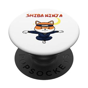 Funny Shiba Inu Uni Dog Fly Ninja Karate Master Moon Fight PopSockets Swappable PopGrip