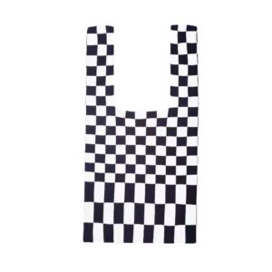 Shapes Studio Checker Black & White Checkered Checkboard Tote Bag (Black White), Women Ribbed Market Bag, Fun Style