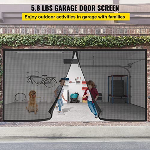 VEVOR Garage Door Screen, 18 x 7 ft for 2 Cars, 5.8 lbs Heavy-Duty Fiberglass Mesh for Quick Entry with Self Sealing Magnet and Weighted Bottom, Kids/Pets Friendly, Easy to Install and Retractable