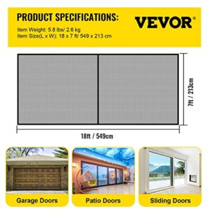 VEVOR Garage Door Screen, 18 x 7 ft for 2 Cars, 5.8 lbs Heavy-Duty Fiberglass Mesh for Quick Entry with Self Sealing Magnet and Weighted Bottom, Kids/Pets Friendly, Easy to Install and Retractable