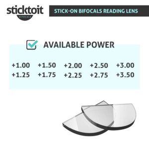 Phillips Safety Products, Inc. StickToIt Stick On Bifocal Lenses, Converts Any Sunglasses or Glasses into Bifocals, Reusable, Adhesive, 2.50 Diopter