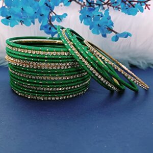 Efulgenz Indian Bangles for Women Indian Bangle Set Rhinestone CZ Plain Metal Bracelet Bangle Jewelry for Women