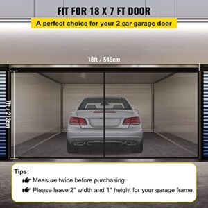 VEVOR Garage Door Screen, 18 x 7 ft for 2 Cars, 5.8 lbs Heavy-Duty Fiberglass Mesh for Quick Entry with Self Sealing Magnet and Weighted Bottom, Kids/Pets Friendly, Easy to Install and Retractable