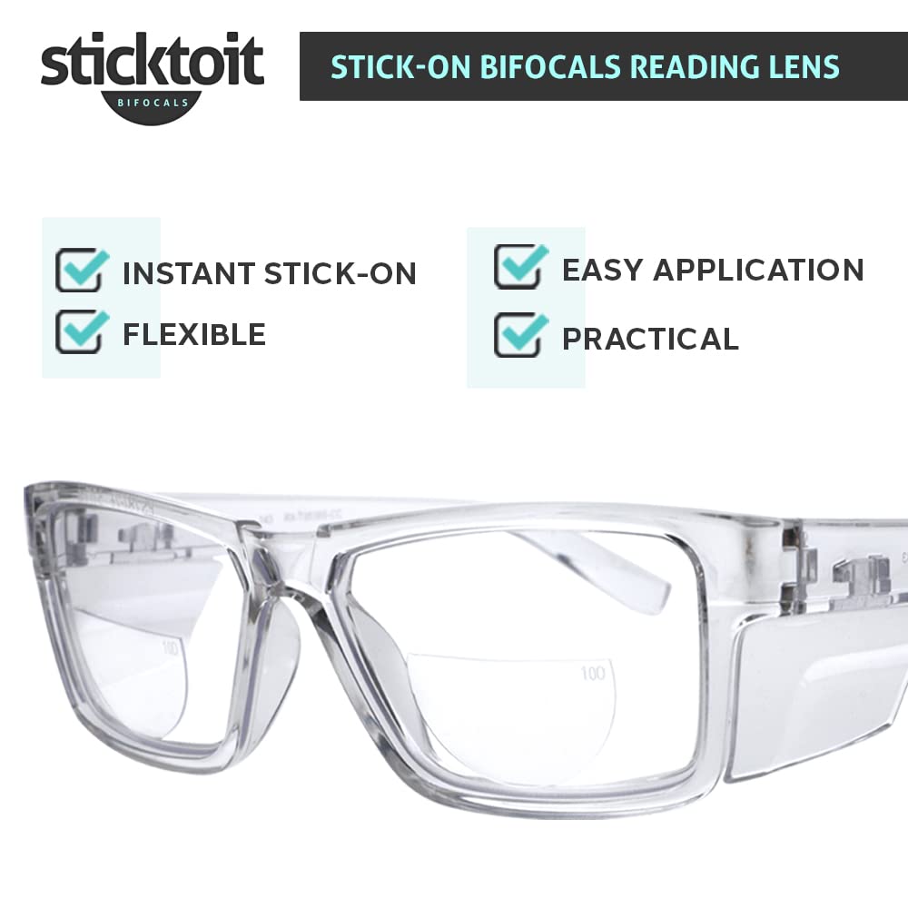 Phillips Safety Products, Inc. StickToIt Stick On Bifocal Lenses, Converts Any Sunglasses or Glasses into Bifocals, Reusable, Adhesive, 2.50 Diopter